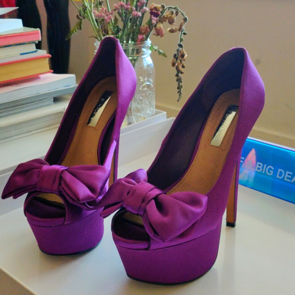 Purple Satin Bow Pumps